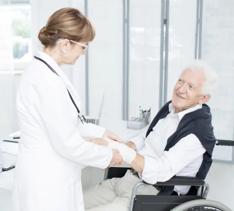 Nurse attending a patient after a fall
