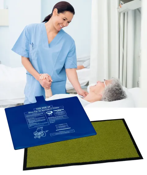 Nurse attending patient after notification from Nurse Call Fall Prevention System